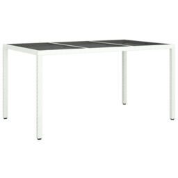 Berkfield Home Garden Dining Table White 150x90x75 cm Poly Rattan - Size: 150 x 90 x 75 cm - thumbnail 2