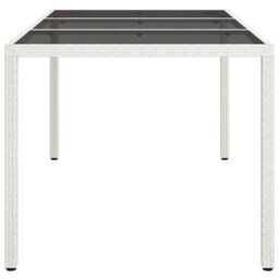 Berkfield Home Garden Dining Table White 150x90x75 cm Poly Rattan - Size: 150 x 90 x 75 cm - thumbnail 4