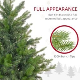 HOMCOM Artificial Christmas Tree with Metal Base, Hinged Branches in Green - Size: 5ft - thumbnail 6