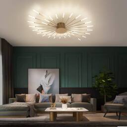 COMELY Modern LED Ceiling Light, 28 Heads Golden Flush Mount Ceiling Lights in Gold - thumbnail 2