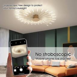 COMELY Modern LED Ceiling Light, 28 Heads Golden Flush Mount Ceiling Lights in Gold - thumbnail 5