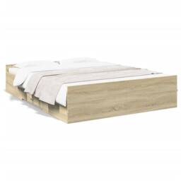 Berkfield Home Modern Bed Frame w/Drawers Frame Sonoma Oak 150x200 cm King Size in Light Oak - thumbnail 3