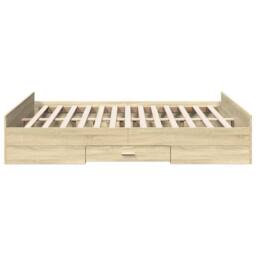 Berkfield Home Modern Bed Frame w/Drawers Frame Sonoma Oak 150x200 cm King Size in Light Oak - thumbnail 5