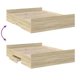 Berkfield Home Modern Bed Frame w/Drawers Frame Sonoma Oak 150x200 cm King Size in Light Oak - thumbnail 7
