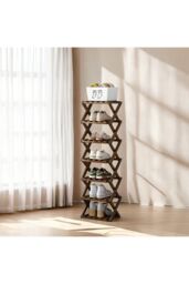 H&O Direct 7-Tier Bamboo Folding Shoe Rack in Dark Brown - thumbnail 2