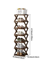 H&O Direct 7-Tier Bamboo Folding Shoe Rack in Dark Brown - thumbnail 4