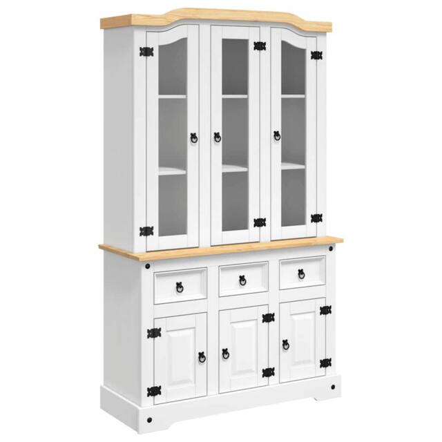 Berkfield Home Highboard Corona White 112x43x196 cm Solid Wood Mexican Pine - Size: 112 x 43 x 196 cm - image 1