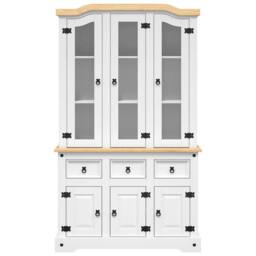 Berkfield Home Highboard Corona White 112x43x196 cm Solid Wood Mexican Pine - Size: 112 x 43 x 196 cm - thumbnail 4