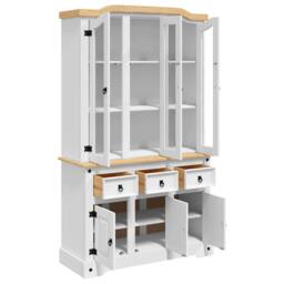 Berkfield Home Highboard Corona White 112x43x196 cm Solid Wood Mexican Pine - Size: 112 x 43 x 196 cm - thumbnail 5