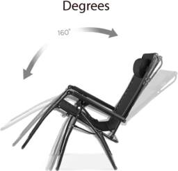 ATEK Zero Gravity Chair Foldable Reclining Garden Sun Lounger Adjustable Backrest Removable Headrest Cup Holder & Side Tray in Black - thumbnail 5