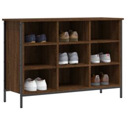 Berkfield Home Shoe Cabinet Brown Oak 100x35x70 cm Engineered Wood - Size: 100 x 35 x 70 cm - thumbnail 3