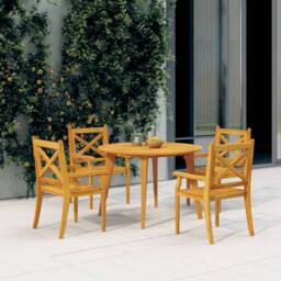 Berkfield Home Outdoor Dining Chairs 4 pcs Solid Wood Acacia in Brown - thumbnail 1
