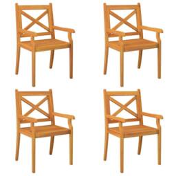 Berkfield Home Outdoor Dining Chairs 4 pcs Solid Wood Acacia in Brown - thumbnail 2