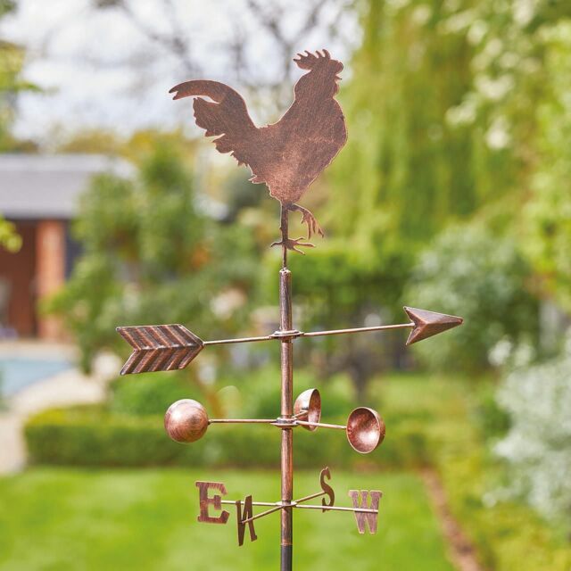mysmartbuy Cockerel Wind Vane - Hand Painted Metal Outdoor Garden Decoration in Copper - image 1