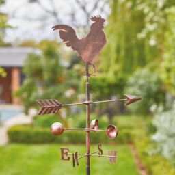 mysmartbuy Cockerel Wind Vane - Hand Painted Metal Outdoor Garden Decoration in Copper - thumbnail 1