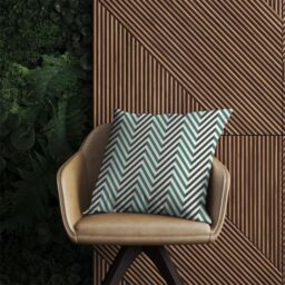 Warren Reed - Designer Geometric Herringbone Chevron Blues Outdoor Cushion in Green - Size: 45 cm x 45 cm - thumbnail 2