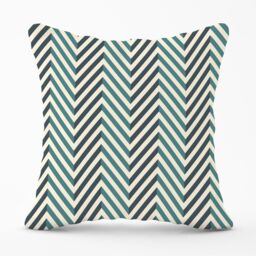 Warren Reed - Designer Geometric Herringbone Chevron Blues Outdoor Cushion in Green - Size: 45 cm x 45 cm - thumbnail 1