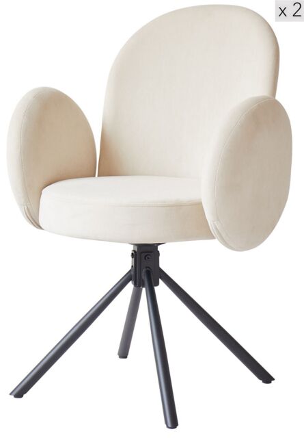 Nordlys Set of 2 Scandinavian Metal Dining Room Chairs in Beige - image 1