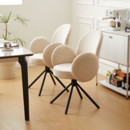 Nordlys Set of 2 Scandinavian Metal Dining Room Chairs in Beige - thumbnail 2