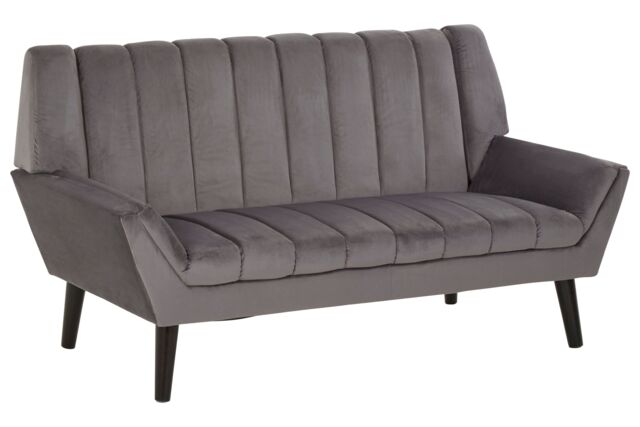 Orsina Refined 2 Seat Grey Sofa, Velvet Upholstered Mid Century Sofa, Elegant Contemporary Sofa For Livingroom - image 1