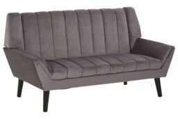 Orsina Refined 2 Seat Grey Sofa, Velvet Upholstered Mid Century Sofa, Elegant Contemporary Sofa For Livingroom