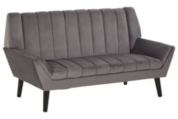 Orsina Refined 2 Seat Grey Sofa, Velvet Upholstered Mid Century Sofa, Elegant Contemporary Sofa For Livingroom - thumbnail 7