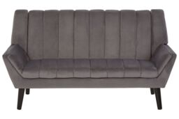 Orsina Refined 2 Seat Grey Sofa, Velvet Upholstered Mid Century Sofa, Elegant Contemporary Sofa For Livingroom - thumbnail 4