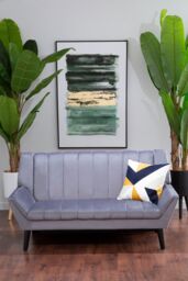 Orsina Refined 2 Seat Grey Sofa, Velvet Upholstered Mid Century Sofa, Elegant Contemporary Sofa For Livingroom - thumbnail 5