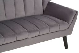 Orsina Refined 2 Seat Grey Sofa, Velvet Upholstered Mid Century Sofa, Elegant Contemporary Sofa For Livingroom - thumbnail 6