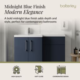 Balterley Bathroom Vanity Basin & WC Unit Left Hand Midnight Blue 1100mm - thumbnail 3