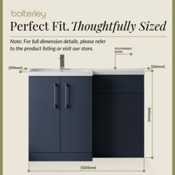 Balterley Bathroom Vanity Basin & WC Unit Left Hand Midnight Blue 1100mm - thumbnail 5