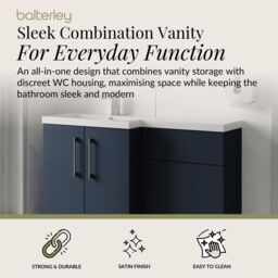 Balterley Bathroom Vanity Basin & WC Unit Left Hand Midnight Blue 1100mm - thumbnail 2