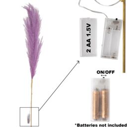 Shatchi 100cm Prelit Pampas Grass Warm White LEDs Battery-Operated Christmas Artificial Flowers Decorations in Purple - thumbnail 2