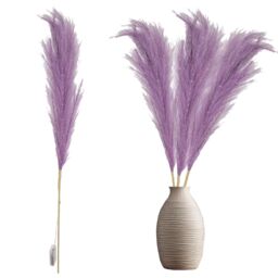 Shatchi 100cm Prelit Pampas Grass Warm White LEDs Battery-Operated Christmas Artificial Flowers Decorations in Purple - thumbnail 1