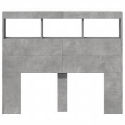Berkfield Home Headboard Cabinet with LED Concrete Grey 120x17x102 cm - Size: 120 x 17 x 102 cm - thumbnail 6