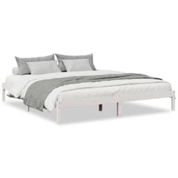Berkfield Home Decorative Extra Long Bed Frame without Mattress White 180x210 cm - thumbnail 3