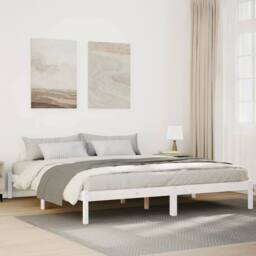 Berkfield Home Decorative Extra Long Bed Frame without Mattress White 180x210 cm - thumbnail 2