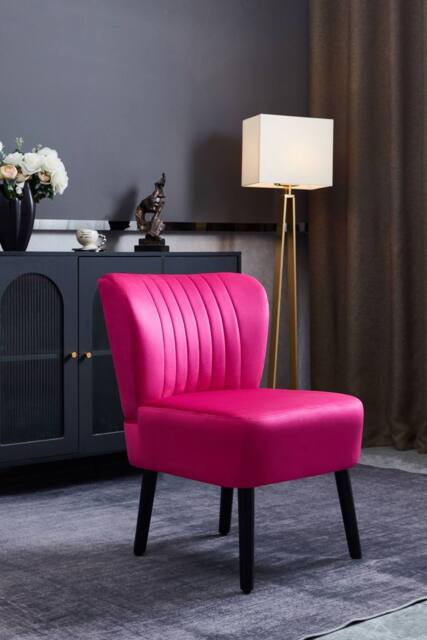 Groundlevel Crushed Velvet Shell Accent Chair in Fuchsia - image 1