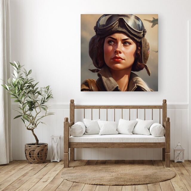 "Warren Reed - Designer Female Pilot Canvas - Size: W30"" x H30""" - image 1