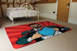 Benjamin Tate Design Strong Businessman In Glasses In Comic Style. Success Concept Designer Rug in Natural - Size: Large - thumbnail 3