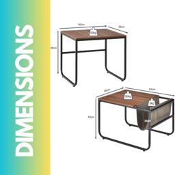 Pirlo Plush 2PC Industrial Nest Of Tables Industrial Stackable Furniture in Brown - thumbnail 5