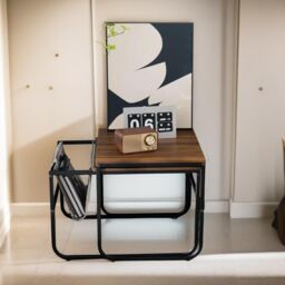 Pirlo Plush 2PC Industrial Nest Of Tables Industrial Stackable Furniture in Brown - thumbnail 4