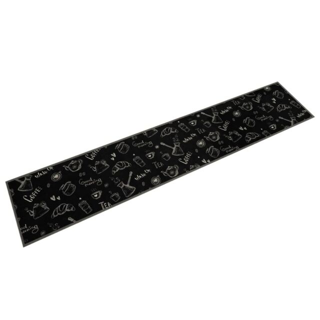 Berkfield Home Kitchen Rug Washable Morning Black 60x300 cm Velvet - image 1