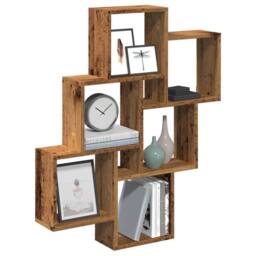 Berkfield Home Wall Cube Shelf Old Wood 78x15x93 cm Engineered Wood in Brown - Size: 78 x 15 x 93 cm - thumbnail 1