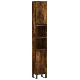 Berkfield Home Bathroom Cabinet Smoked Oak 30x30x190 cm Engineered Wood in Brown - Size: 30 x 30 x 190 cm - thumbnail 2