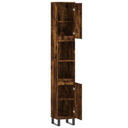 Berkfield Home Bathroom Cabinet Smoked Oak 30x30x190 cm Engineered Wood in Brown - Size: 30 x 30 x 190 cm - thumbnail 6