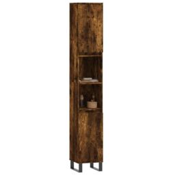 Berkfield Home Bathroom Cabinet Smoked Oak 30x30x190 cm Engineered Wood in Brown - Size: 30 x 30 x 190 cm - thumbnail 3