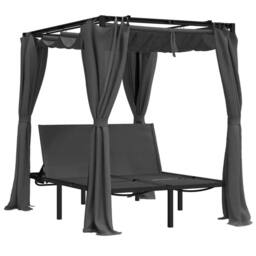 Berkfield Home Double Sun Lounger with Side & Top Curtains Anthracite in Charcoal