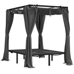 Berkfield Home Double Sun Lounger with Side & Top Curtains Anthracite in Charcoal - thumbnail 3
