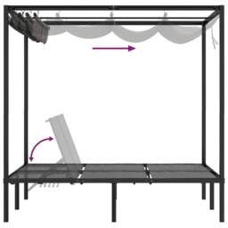 Berkfield Home Double Sun Lounger with Side & Top Curtains Anthracite in Charcoal - thumbnail 7